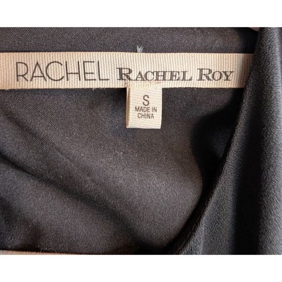 Rachel Roy Black Fringe Asymmetrical Dress Flapper Art Deco Gatsby Glam Small - Picture 7 of 12